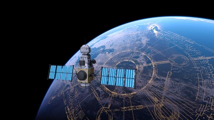 人工衛星と地球　3DCGレンダリング © tsuneomp