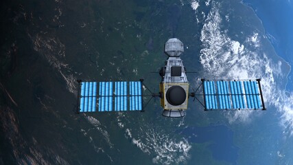 人工衛星と地球　3DCGレンダリング © tsuneomp