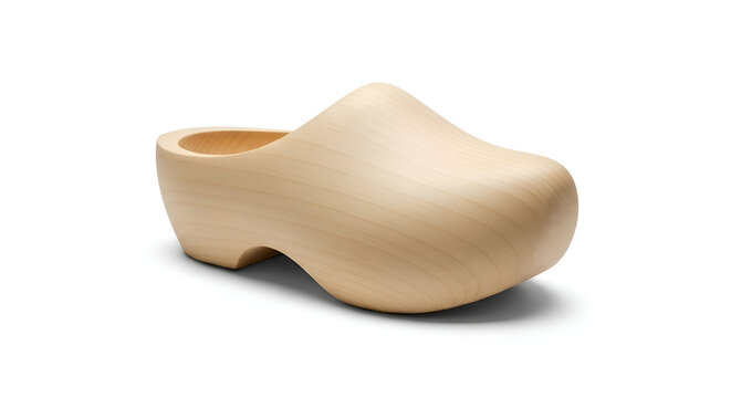 Wooden clog isolated on white background.