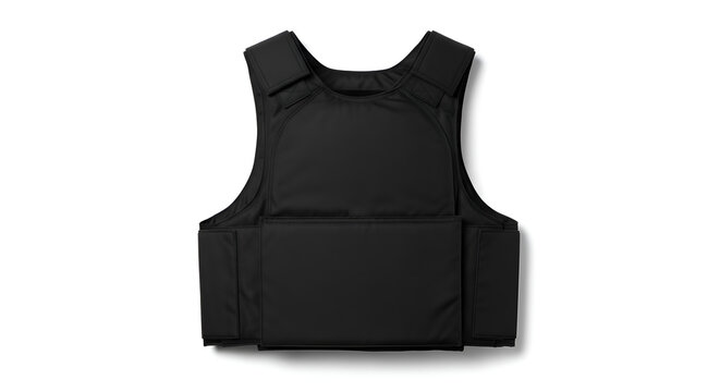 Black tactical bulletproof vest isolated.