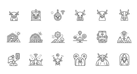 Fototapeta premium Collection of Robotic Creature Icons in Line Art. Vector Icon. EPS Editable