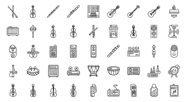 Various Musical Instruments Icons Displayed. Vector Icon. EPS Editable