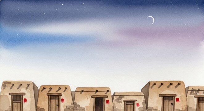 Celebrating Passover Night with Traditional Homes Under a Starry Sky, Symbolizing Heritage, Family Gatherings, and Spiritual Reflection