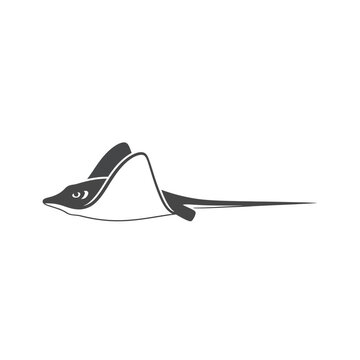 A Minimalist Vector Illustration of a Bat Ray Swimming Through the Water