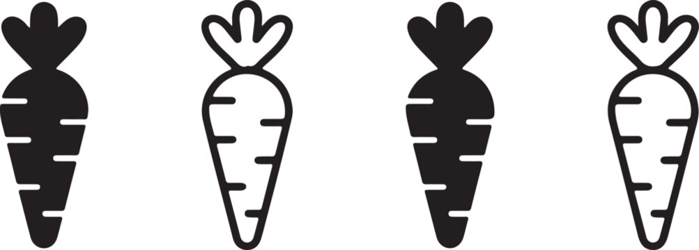 Carrot icons set vegetable food collection minimal flat vector illustration healthy eating concept simple clean design isolated on white background