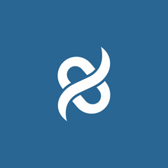 Obraz premium Abstract white infinity symbol on blue background.