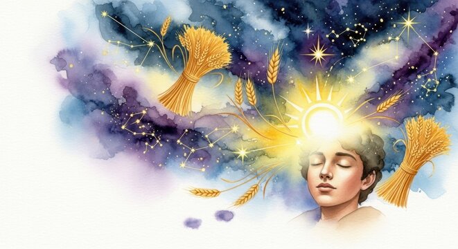 A Dreaming Boy Named Joseph Enveloped in a Cosmic World of Imagination, Stars, and Whimsical Elements