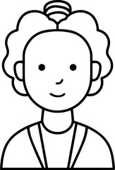 Obraz premium Hand Drawn Elderly Female Doctor Black and White Illustration in Minimal Line Art Style Design