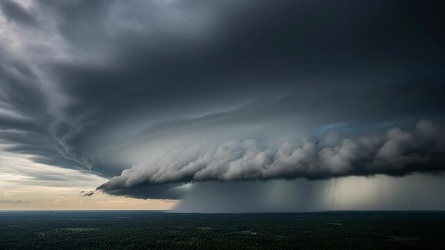 Dramatic stormy weather with lightning bolt.