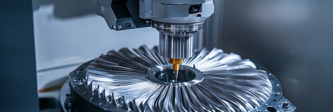 Precision cnc machining a close up view of metal turbine blade production with cutting tools
