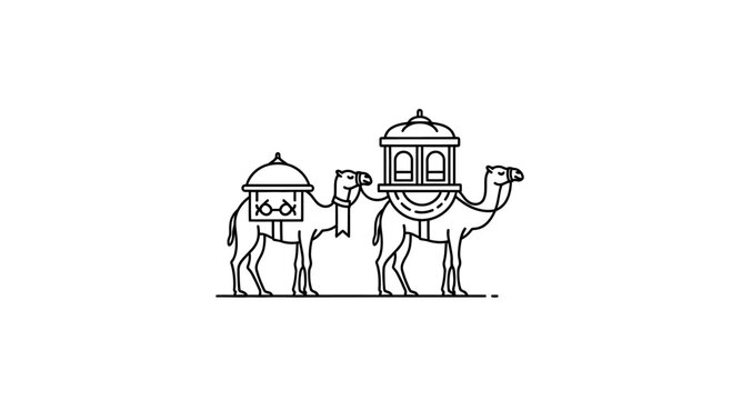 Two Camels with Riding Seats.