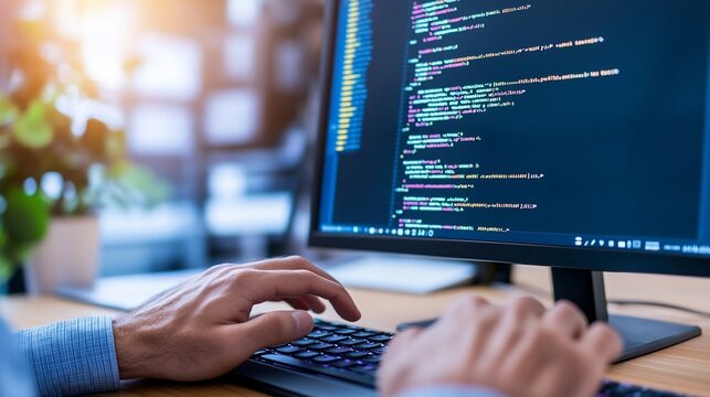 Person typing on computer keyboard.