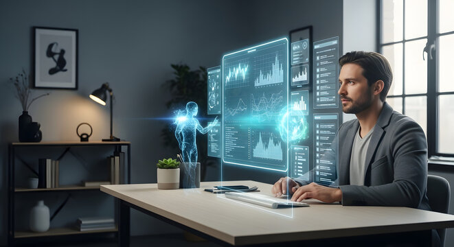 AI Assistant Helping Professional at Desk