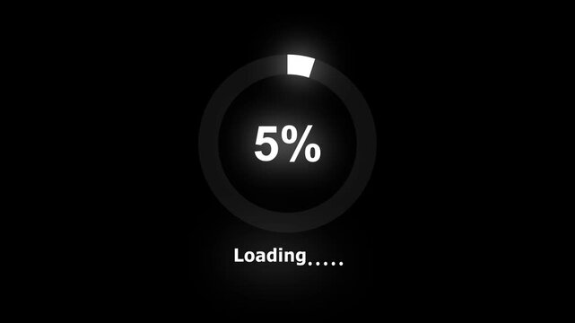 Abstract numerical counting from 0% to 5%. Countdown timer from 0 percent to 5 percent animation. Modern flat design of countdown animation.