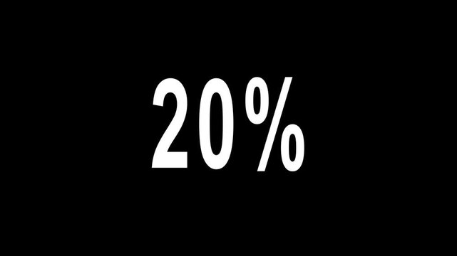 abstract 20 percent animation on black background 4k video...