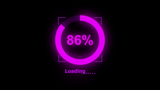 Circle Loading animation from 0% to 86% with transparent background. Abstract beautiful circle frame loading icon animation. completion, often seen in software applications, games.