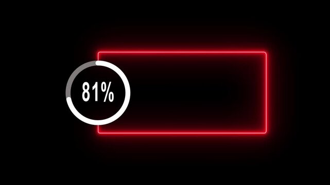 abstract glowing neon line with loading animated video with 100 percent element on black background . Stat 4k video...istics Business and finance theme Visual Data Representation for Finance, Sales