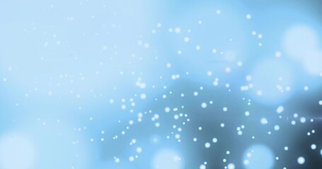 Drifting cluster of white light spots floating over soft blue gradient, with circular bokeh orbs © vectorfusionart