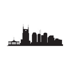 Naklejka premium Nashville skyline silhouette against a stark white background city illustration
