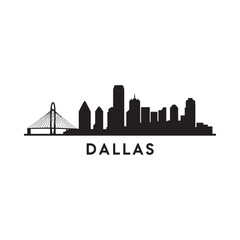 Obraz premium A minimalist black silhouette of the dallas skyline with the city s name