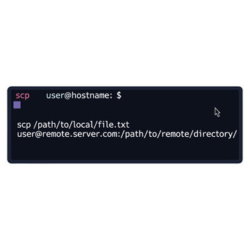 SCP Linux Terminal Command Flat Vector Design Template