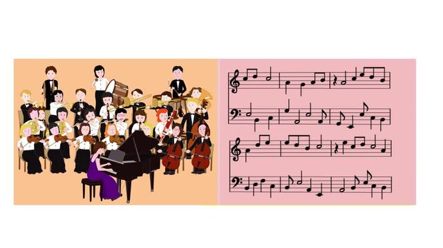 クラシック音楽を演奏している動画素材。