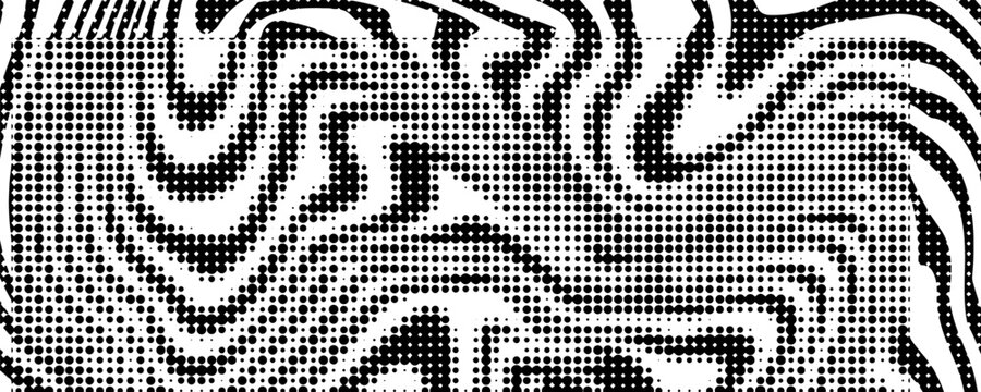 Background with irregular, chaotic dots, points, circle. Abstract monochrome pattern. Black and white color.