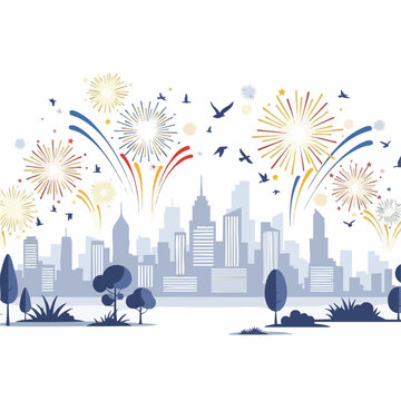 Colorful Fireworks Exploding in the Sky.