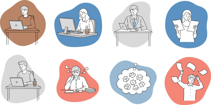 Workplace Stress and Productivity, People Working on Laptops, Paperwork, and Experiencing Stress and Pressure