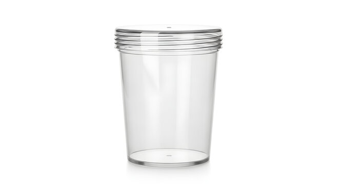Clear plastic container with a lid, ideal for sample collection or storage