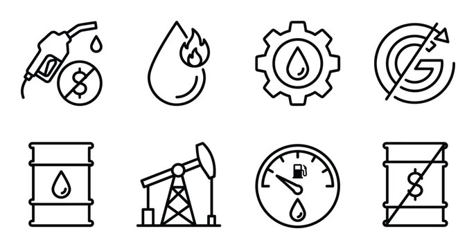 Gas price increase oil barrel oil pump meter with drop and gear symbol stop sign