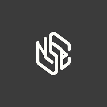 Modern Abstract Geometric Logo Design NSC Monogram.