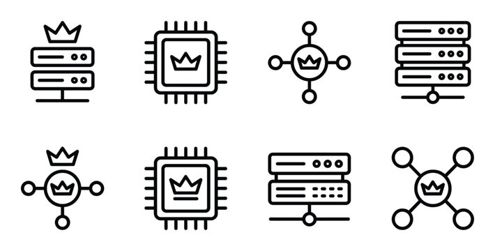 King data server and cpu line icon set. high quality design and very good for your needs