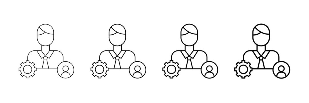 General Manager Icons Vector Set In Different Stroke Line Style