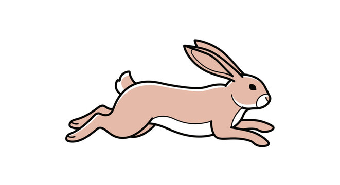 Cartoon rabbit in motion running fast.