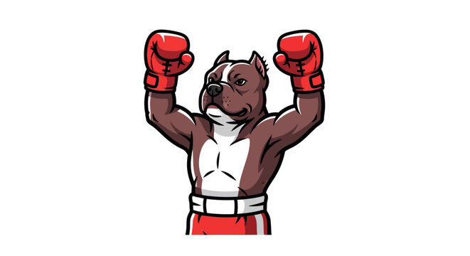 Boxing Pitbull Dog Mascot Ready to Fight.