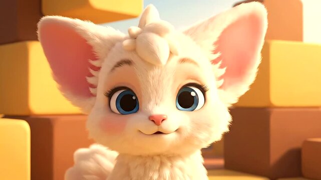 Cute cartoon cat with big eyes.