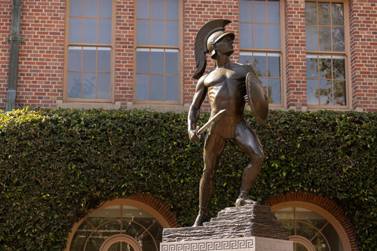 Los Angeles, California, USA - March 22, 2026: Afternoon light shines on the iconic Tommy Trojan shrine.