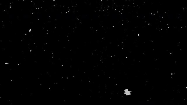 Snow falling on black background winter weather editing video overlay abstract