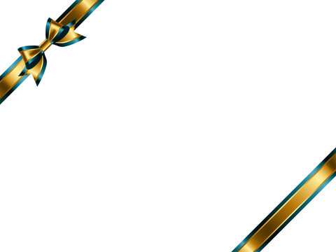 リボン蝶大、三色金、斜F、16青緑