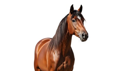 Fototapeta premium Beautiful Bay Horse Portrait on White Background.