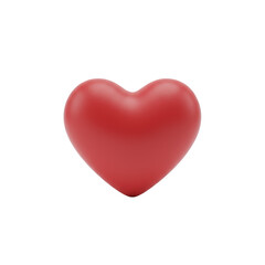 Fototapeta premium A plump crimson red 3d heart with a smooth matte finish and rounded edges centered on a transparent background with soft shadows minimalist love concept