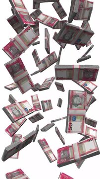 Vertical Jersey Money, Falling Jersey Pound Bills, Island Finance Cash Stacks, 4K