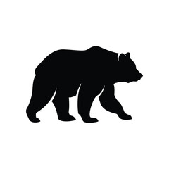 Obraz premium Black and White Wild Bear Silhouette Isolated on White for Outdoor Branding, Hunting Club Emblem and Apparel and T-shirt Print