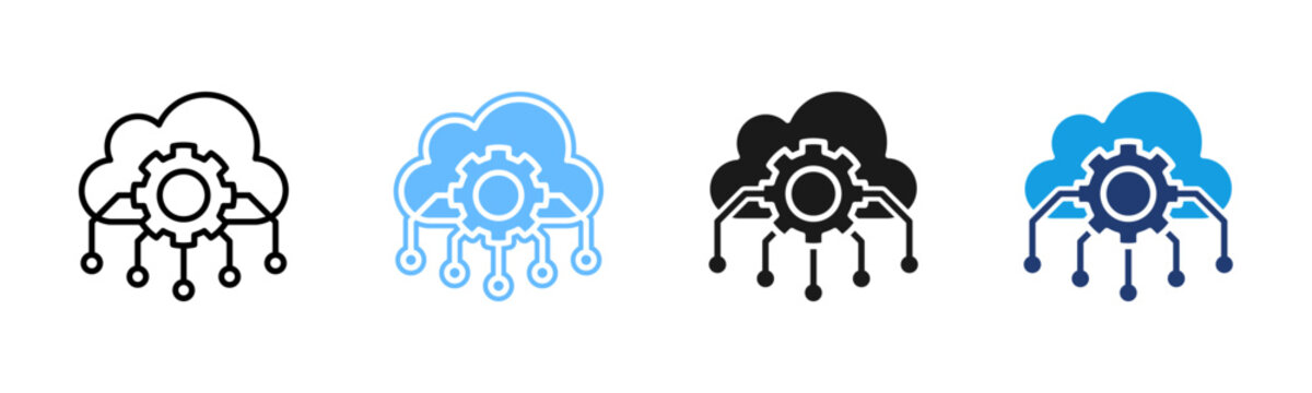 Saas Solution icon set multiple style collection