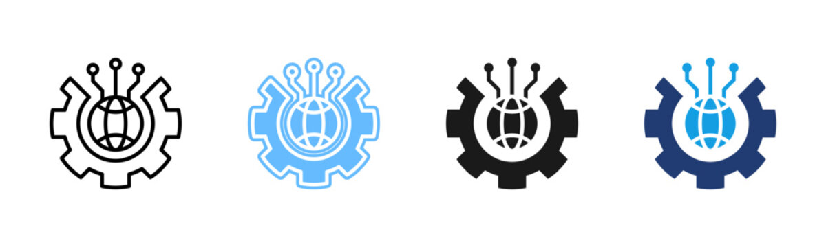 Data Digitization icon set multiple style collection