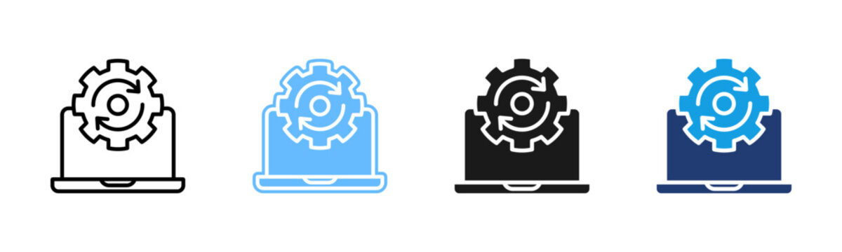 Process Automation icon set multiple style collection