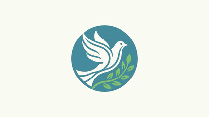 Fototapeta premium Elegant Dove of Peace Symbol in Teal Circle