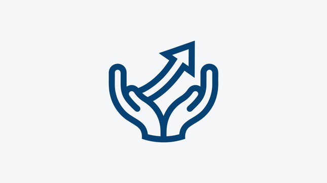 Hands Holding Upward Arrow Symbol