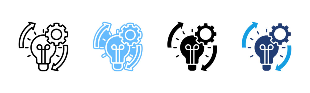 Lean Management icon set multiple style collection